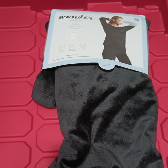 Wander by Hottotties Women's Velour Thermal Crewneck Sweatshirt - Black L - Picture 5 of 8